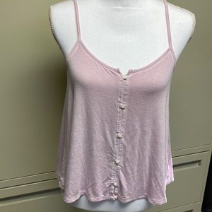 American Eagle Spaghetti Strap (Faux) Button-Front Pink Camisole in Small.